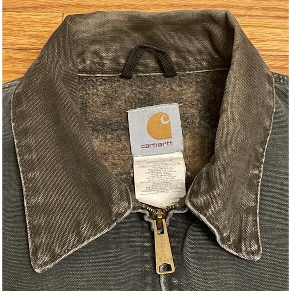 Vintage XL Carhartt J97 MOS Detroit Moss Green Patina Blanket Lined Jacket USA - Picture 5 of 12